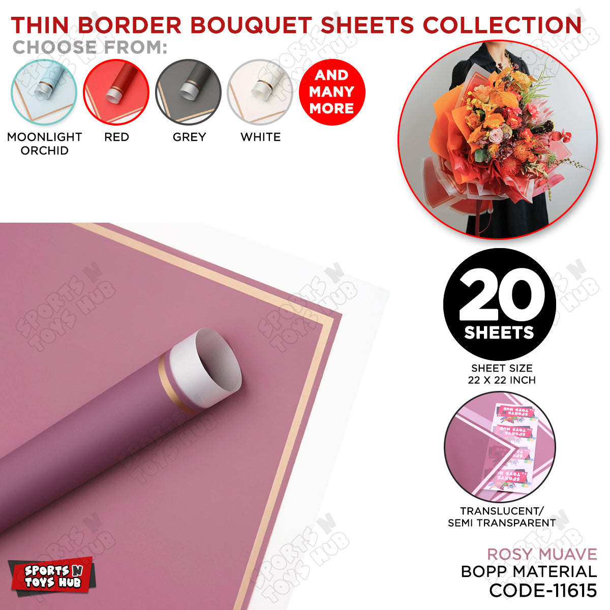 Triple Edge Thin Clear Border Translucent Flower Wrapping Bouquet Sheets