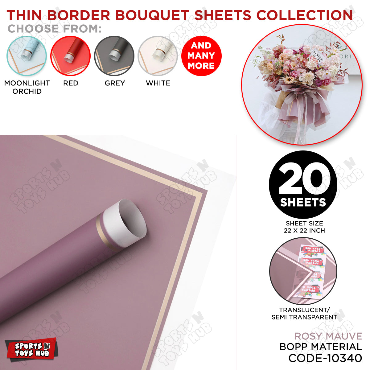 Triple Edge Thin Clear Border Translucent Flower Wrapping Bouquet Sheets