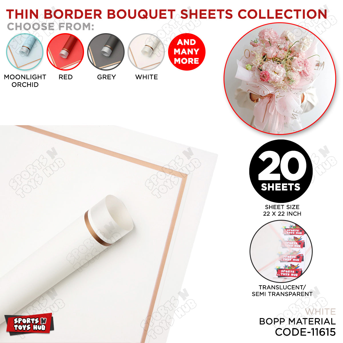 Triple Edge Thin Clear Border Translucent Flower Wrapping Bouquet Sheets