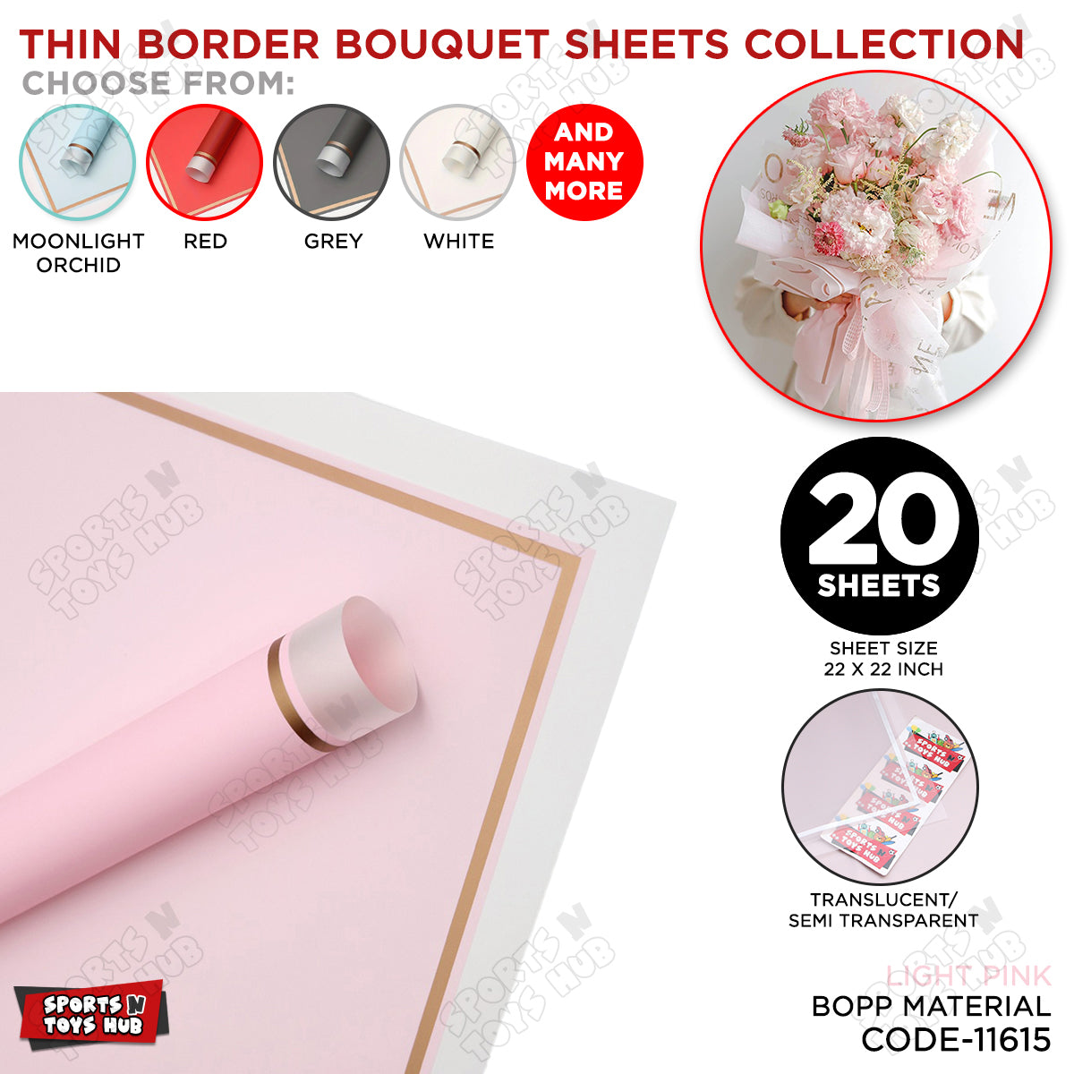 Triple Edge Thin Clear Border Translucent Flower Wrapping Bouquet Sheets