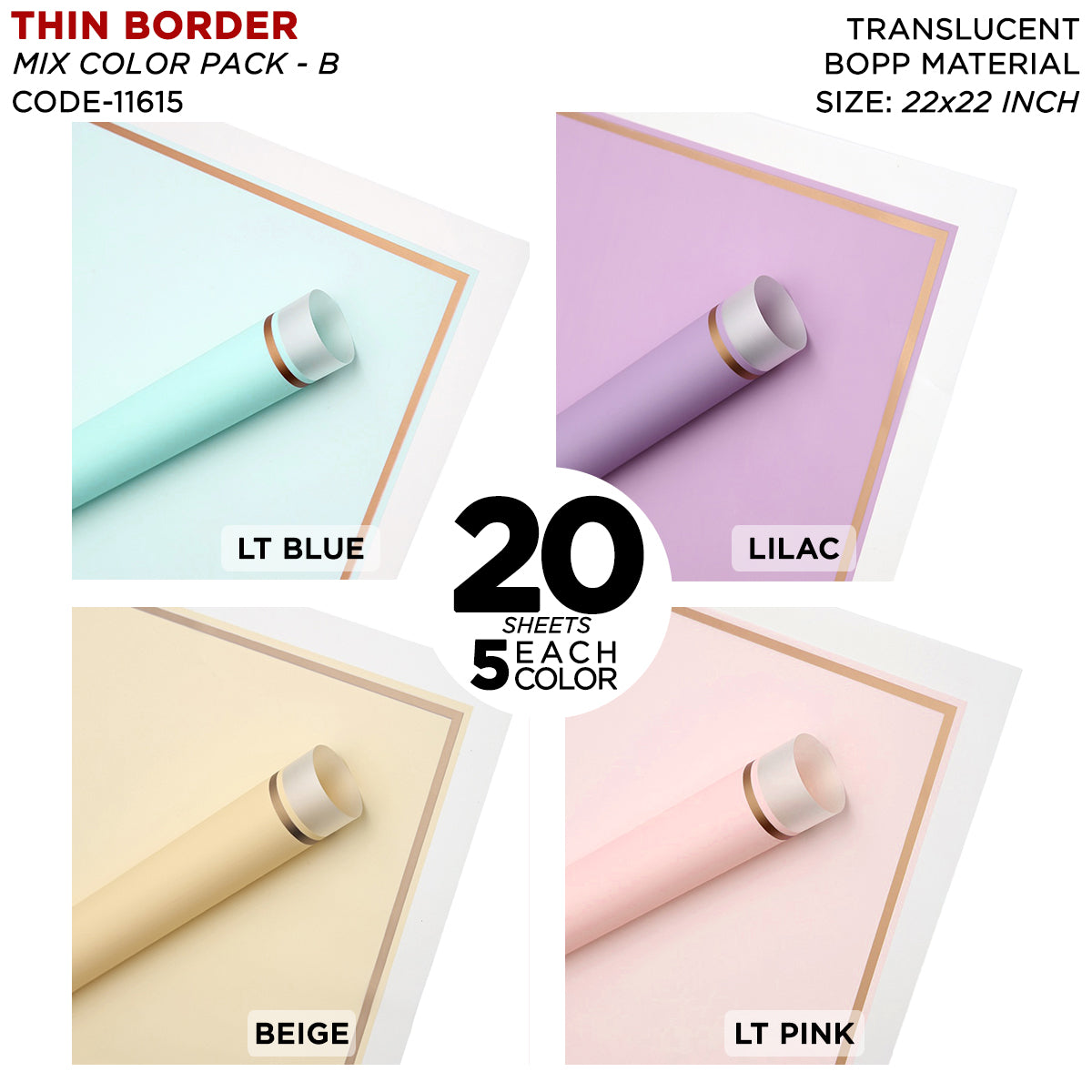 Triple Edge Thin Clear Border Translucent Flower Wrapping Bouquet Sheets