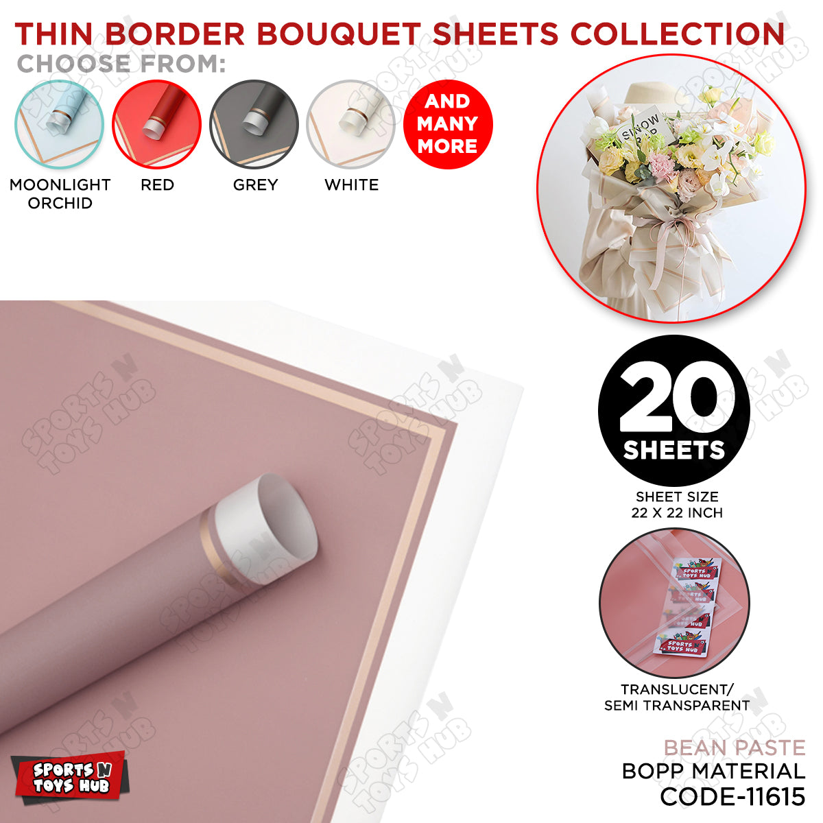 Triple Edge Thin Clear Border Translucent Flower Wrapping Bouquet Sheets