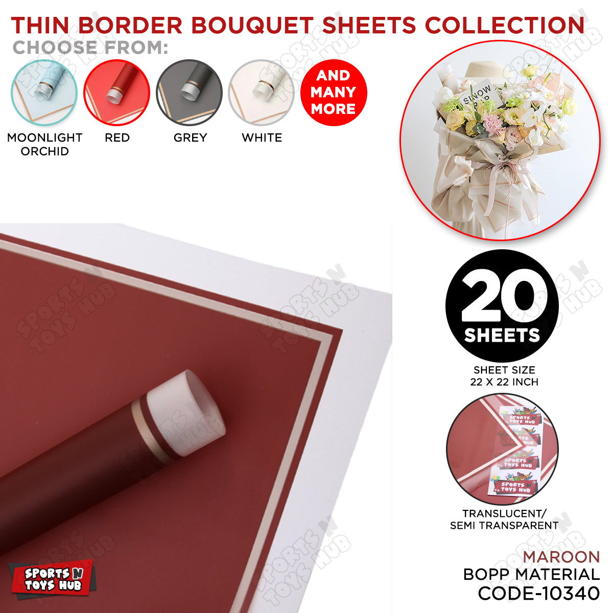 Triple Edge Thin Clear Border Translucent Flower Wrapping Bouquet Sheets