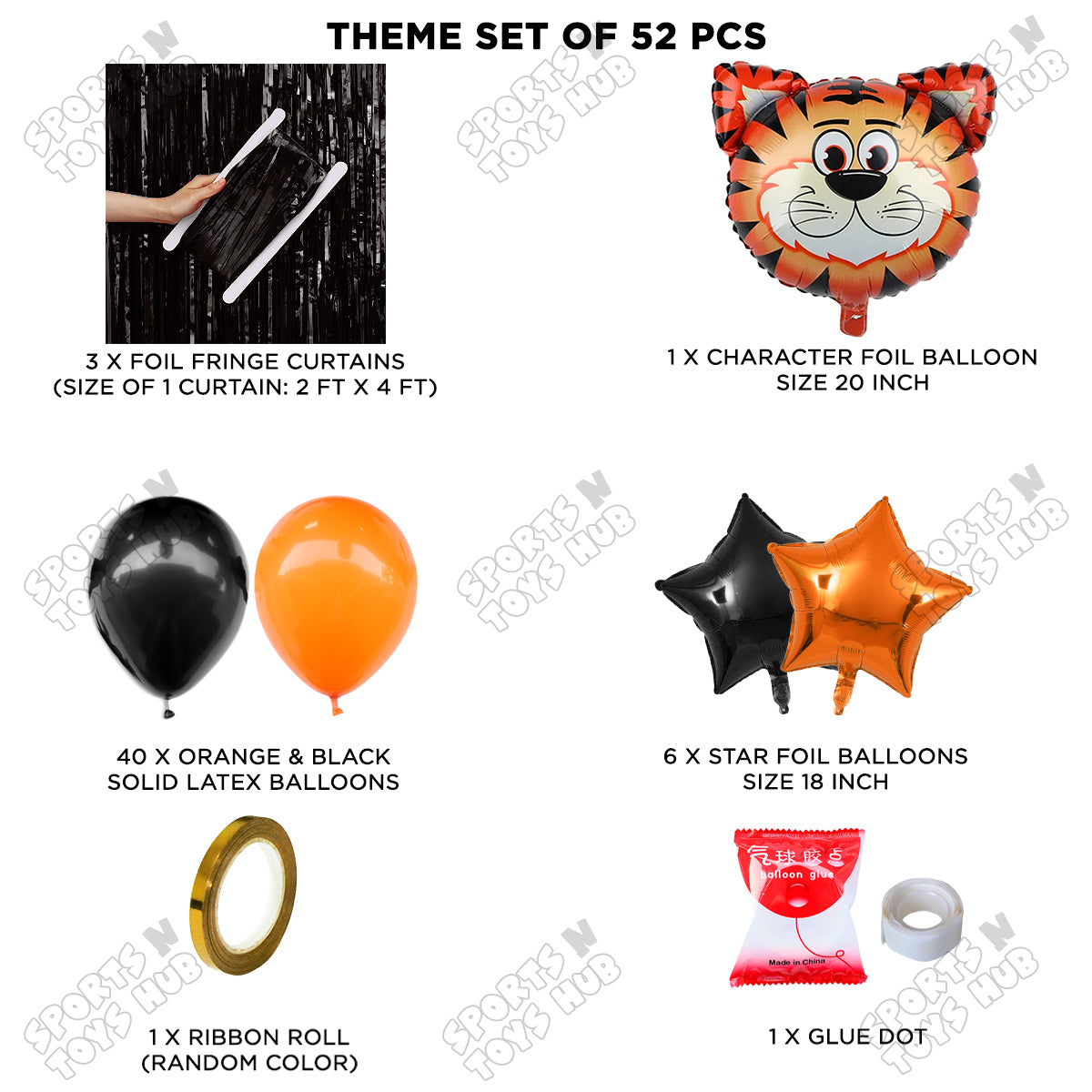Tiger Character Jungle Safari Foil Balloon Set Theme