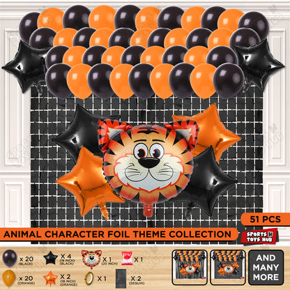 Tiger Character Jungle Safari Foil Balloon Set Theme