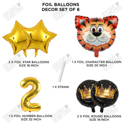 Tiger Jungle Safari Pack Of 6 Foil Balloon Set