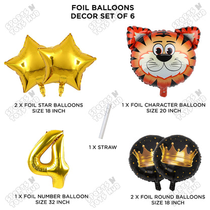 Tiger Jungle Safari Pack Of 6 Foil Balloon Set