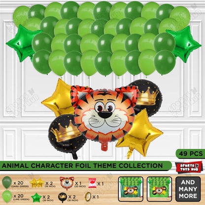 Tiger Animal Character Foil Balloon Set Theme