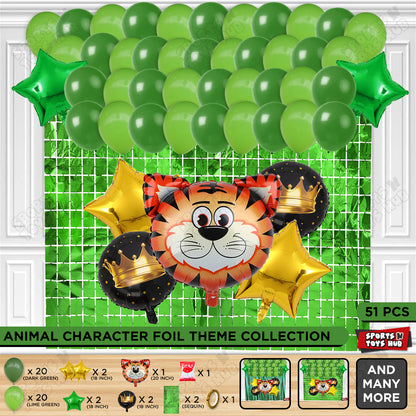 Tiger Animal Character Foil Balloon Set Theme