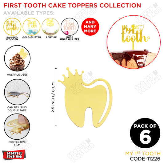 My Tooth Tag Style Acrylic Cake Topper - Pack Of 6