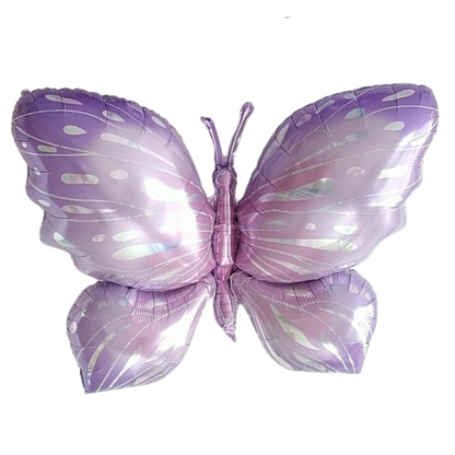 Butterfly Lilac & Silver Color Foil Balloon - 26 Inch