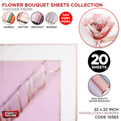 New Triple Edge Wide Transparent Gold Border Translucent Matte Florist Wrapping Sheets