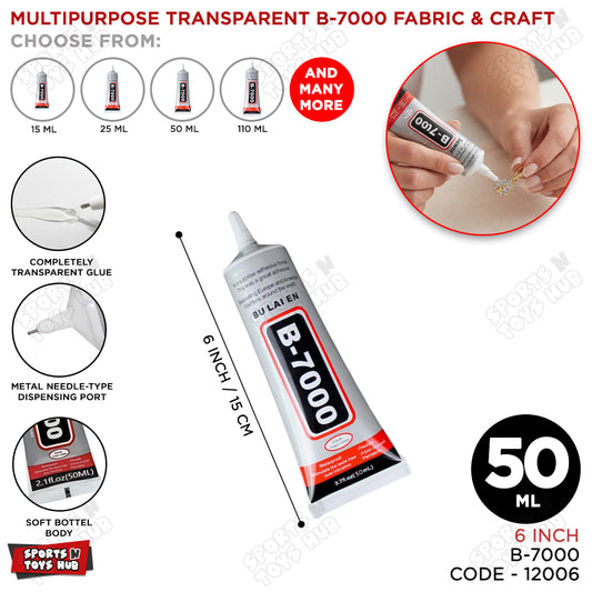 B-7000 Transparent Multipurpose Glue – Fabric & Craft Adhesive | Waterproof DIY Glue, Jewelry, Arts & Crafts Adhesive, Flexible Strong Bonding Glue