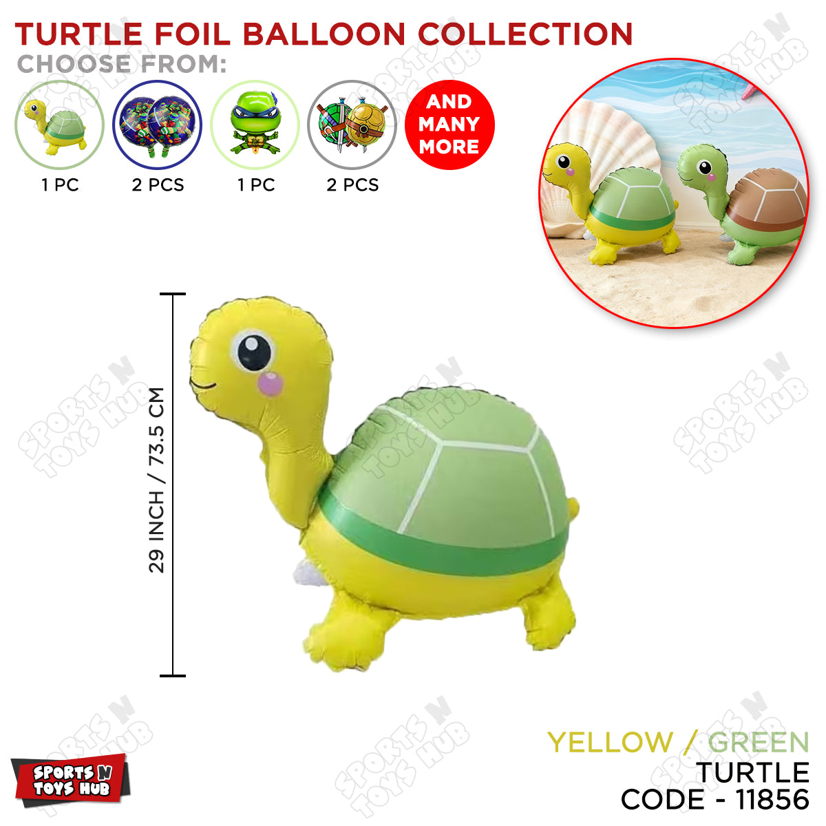 29 Inch Turtle Cartoon Shape Foil Balloon