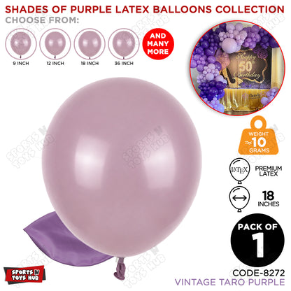 Taro Vintage Purple Latex Balloons Available In 9, 12, 18 & 36 Inch Sizes