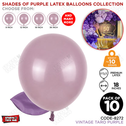 Taro Vintage Purple Latex Balloons Available In 9, 12, 18 & 36 Inch Sizes