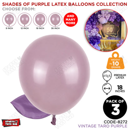 Taro Vintage Purple Latex Balloons Available In 9, 12, 18 & 36 Inch Sizes
