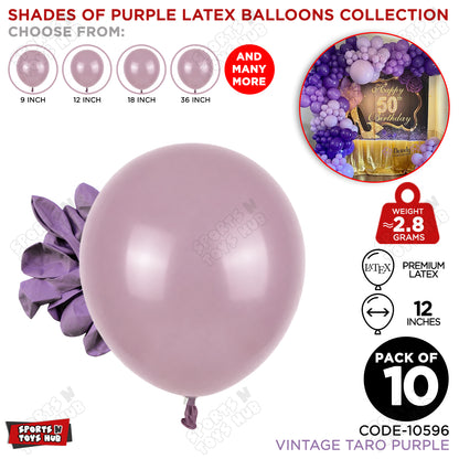 Taro Vintage Purple Latex Balloons Available In 9, 12, 18 & 36 Inch Sizes