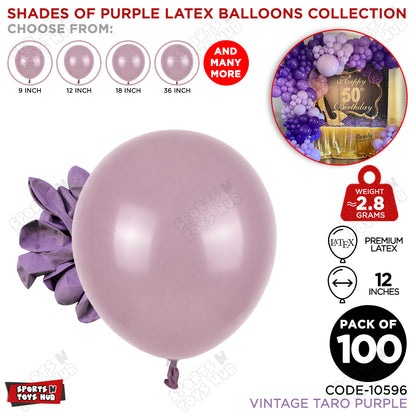 Taro Vintage Purple Latex Balloons Available In 9, 12, 18 & 36 Inch Sizes