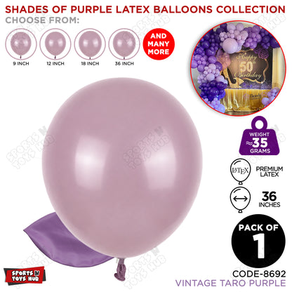 Taro Vintage Purple Latex Balloons Available In 9, 12, 18 & 36 Inch Sizes