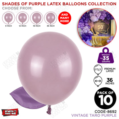 Taro Vintage Purple Latex Balloons Available In 9, 12, 18 & 36 Inch Sizes