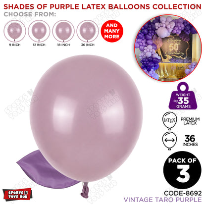 Taro Vintage Purple Latex Balloons Available In 9, 12, 18 & 36 Inch Sizes
