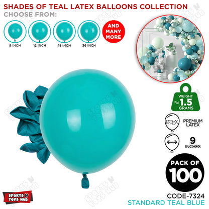 Teal Blue Latex Solid Balloons Available In 9, 12, 18 & 36 Inch Sizes