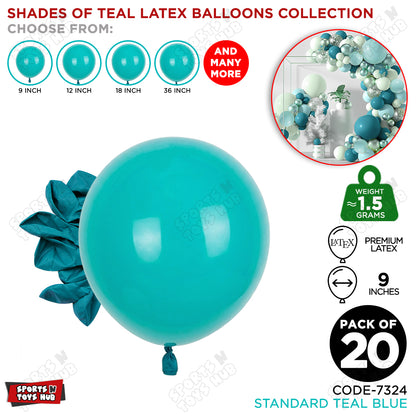 Teal Blue Latex Solid Balloons Available In 9, 12, 18 & 36 Inch Sizes