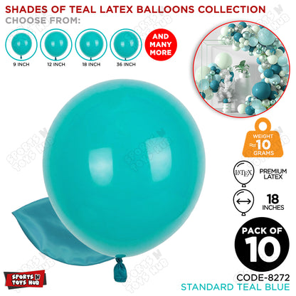 Teal Blue Latex Solid Balloons Available In 9, 12, 18 & 36 Inch Sizes
