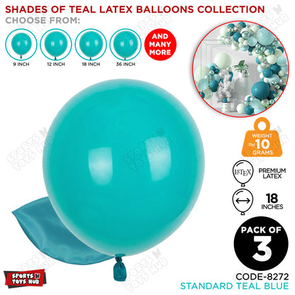 Teal Blue Latex Solid Balloons Available In 9, 12, 18 & 36 Inch Sizes