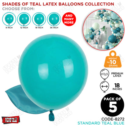 Teal Blue Latex Solid Balloons Available In 9, 12, 18 & 36 Inch Sizes