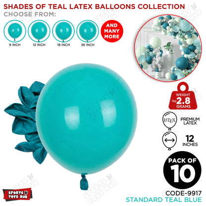 Teal Blue Latex Solid Balloons Available In 9, 12, 18 & 36 Inch Sizes