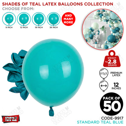 Teal Blue Latex Solid Balloons Available In 9, 12, 18 & 36 Inch Sizes