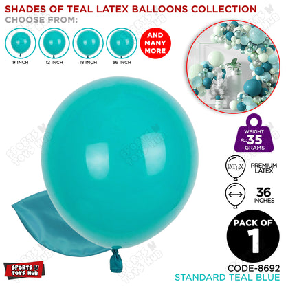 Teal Blue Latex Solid Balloons Available In 9, 12, 18 & 36 Inch Sizes
