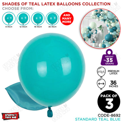 Teal Blue Latex Solid Balloons Available In 9, 12, 18 & 36 Inch Sizes
