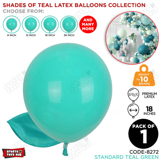 Teal Green Latex Solid Balloons Available In 9, 12, 18 & 36 Inch Sizes