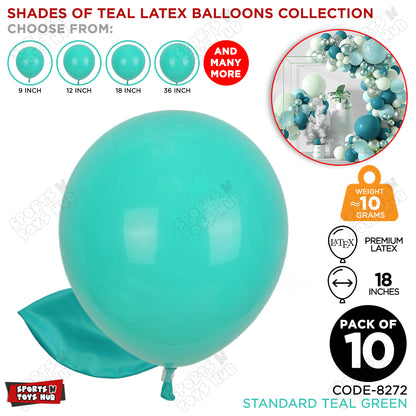 Teal Green Latex Solid Balloons Available In 9, 12, 18 & 36 Inch Sizes
