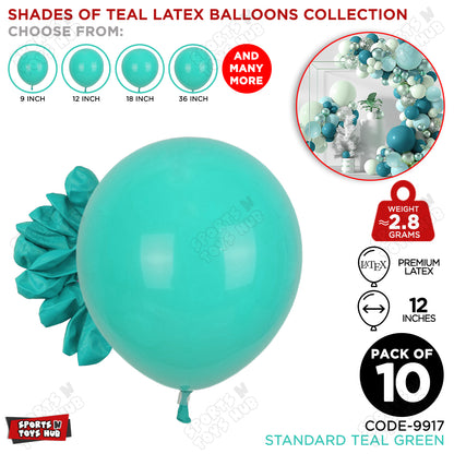 Teal Green Latex Solid Balloons Available In 9, 12, 18 & 36 Inch Sizes