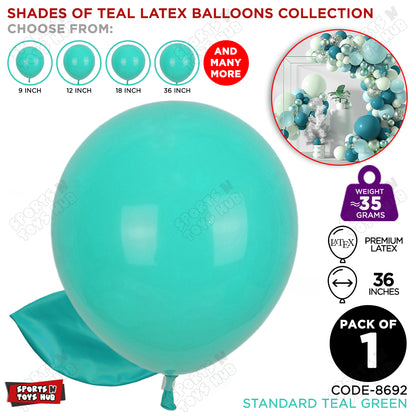 Teal Green Latex Solid Balloons Available In 9, 12, 18 & 36 Inch Sizes