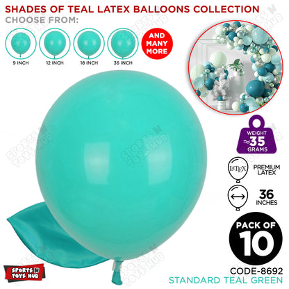 Teal Green Latex Solid Balloons Available In 9, 12, 18 & 36 Inch Sizes