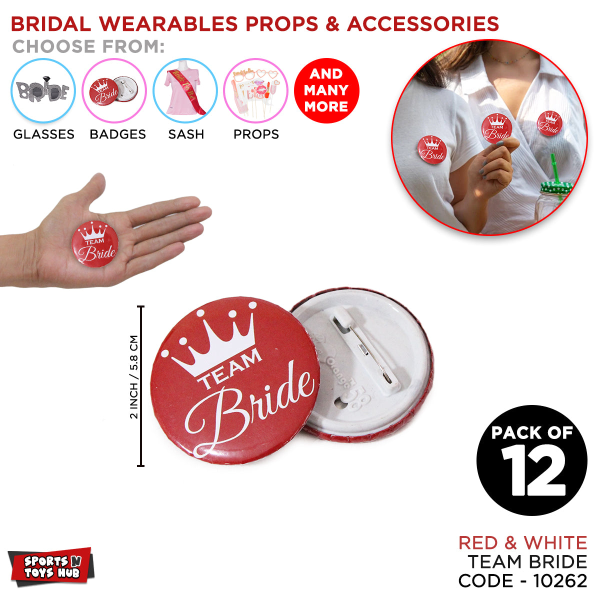 Team Bride Badges - 12 Pcs