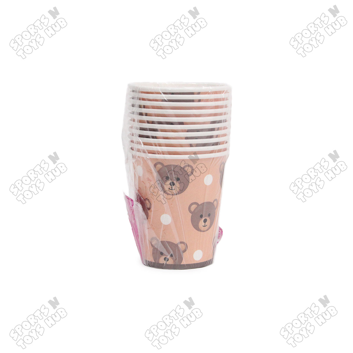 Teddy Bear Printed Cartoon Character Disposable Paper Glasses for Birthday Parties - Pack of 10