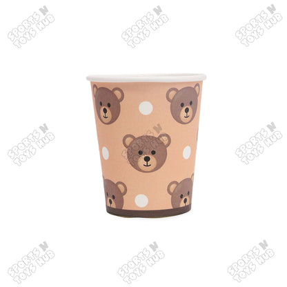 Teddy Bear Printed Cartoon Character Disposable Paper Glasses for Birthday Parties - Pack of 10