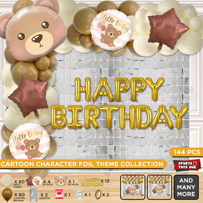 Teddy Bear Face Foil Balloon Set With Foil Letter Arch Theme