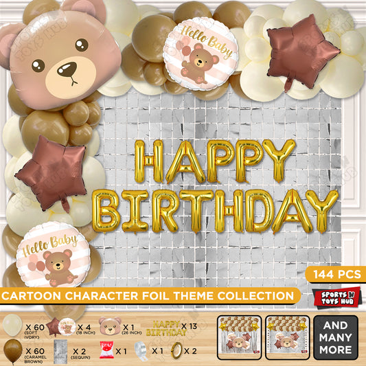 Teddy Bear Face Foil Balloon Set With Foil Letter Arch Theme