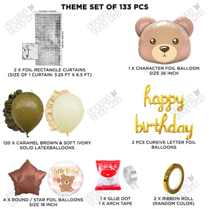 Teddy Bear Face Foil Balloon Set With Cursive Foil Letter Arch Theme