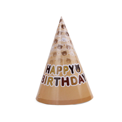6 Pcs Happy Birthday Teddy Bear Printed Caps