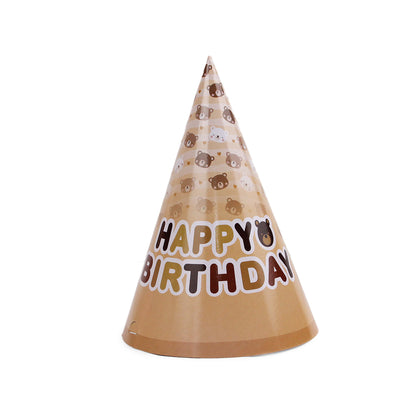6 Pcs Happy Birthday Teddy Bear Printed Caps