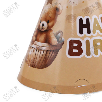 6 Pcs Happy Birthday Teddy Bear Printed Caps