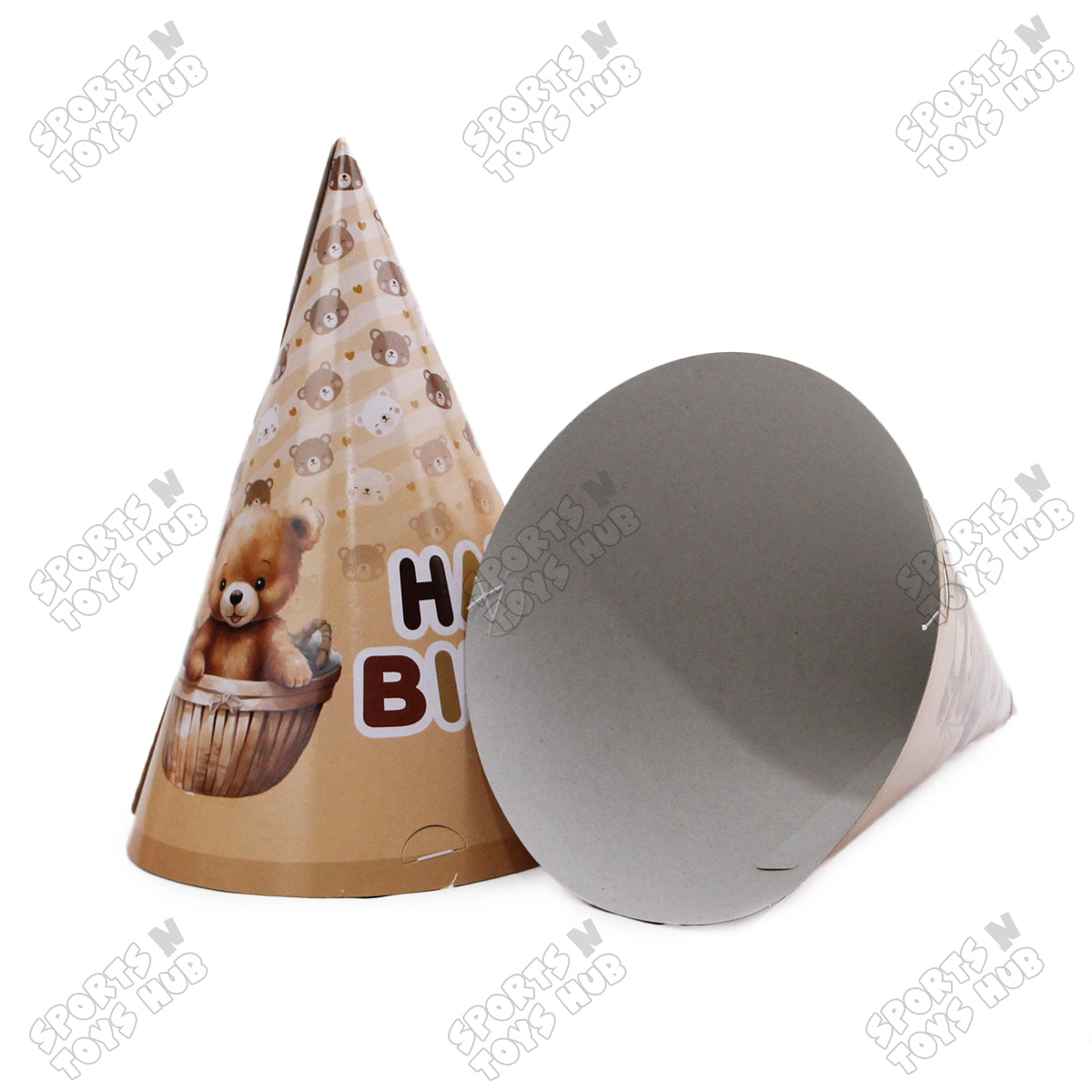 6 Pcs Happy Birthday Teddy Bear Printed Caps